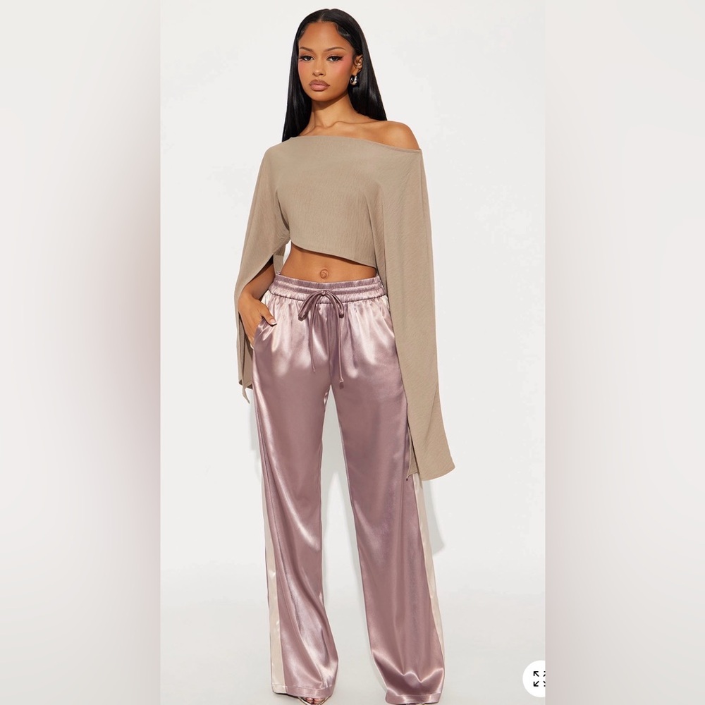 Fashion Nova Satin Joggers in Light Purple